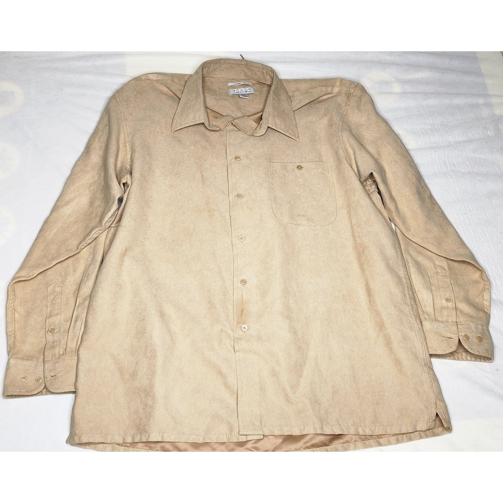 VTG Ron Chereskin Sueded Luxe Shirt Men's XL Long Sleeve Button Down Tan Western